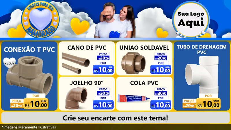 Modelo de TV para TV Horizontal com o tema Ofertas Para Seu Namorado para Tubos e conexões