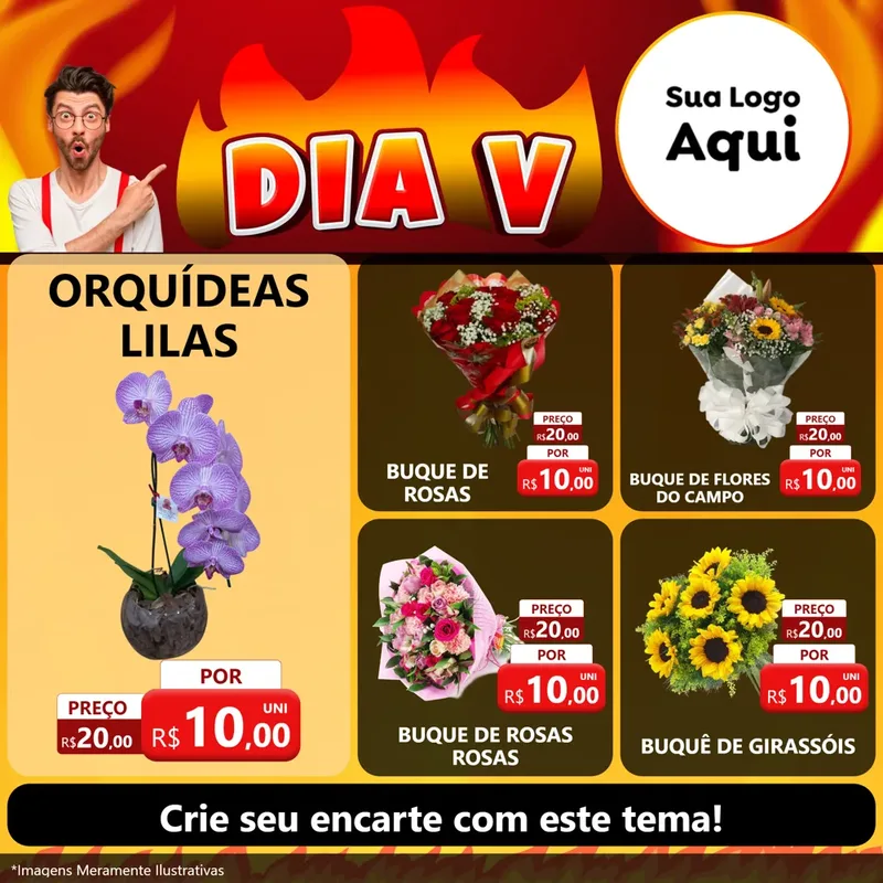 Modelo de Rede Social para Feed Facebook com o tema Dia V para Floricultura e jardim
