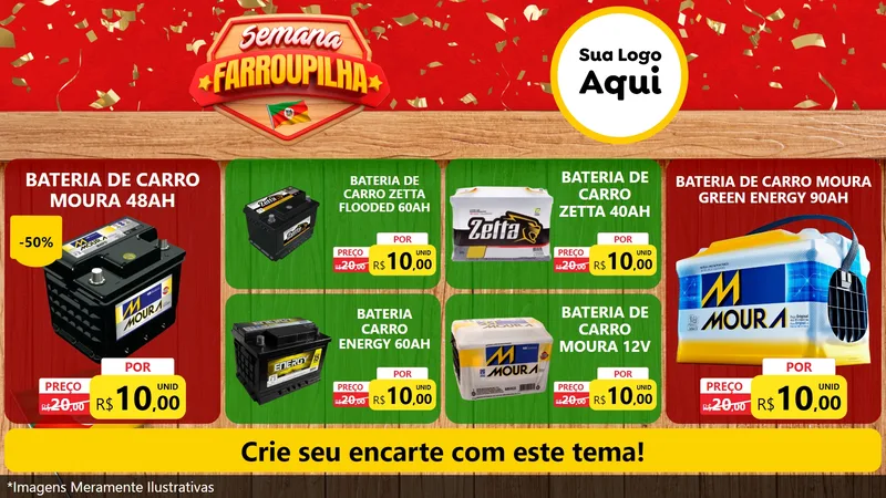 Modelo de TV para TV Horizontal com o tema Semana Farroupilha para Baterias Elétricas