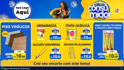 Modelo de TV para TV Horizontal com o tema Mês do Consumidor para Material para Construção