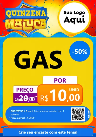 Modelo de Cartaz para Cartaz A4 Vertical com o tema Quinzena Maluca para Água e gás