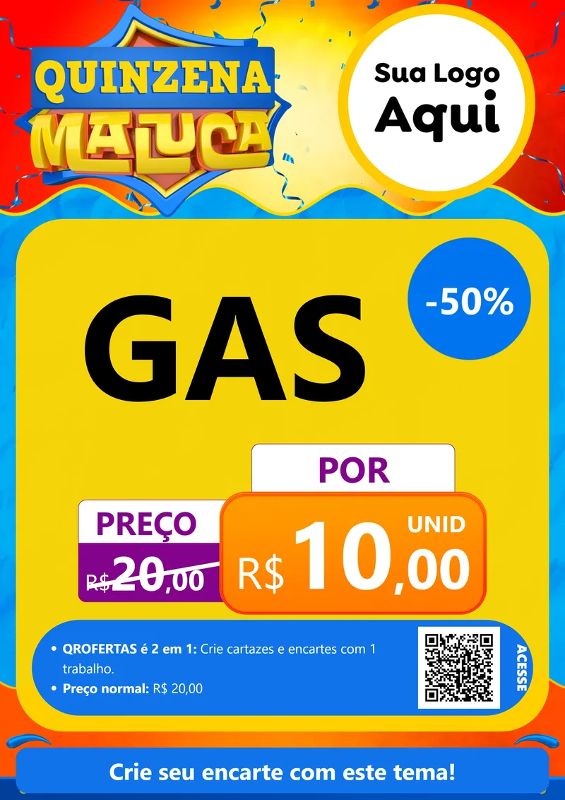 Modelo de Cartaz para Cartaz A4 Vertical com o tema Quinzena Maluca para Água e gás