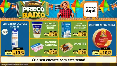Modelo de TV para TV Horizontal com o tema Arraiá de Preço Baixo - Junina para Frios e Laticínios