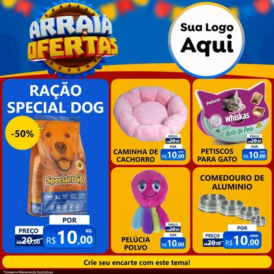 Modelo de Rede Social para Feed Facebook com o tema Arraiá de Ofertas - Junina para Pet Shop