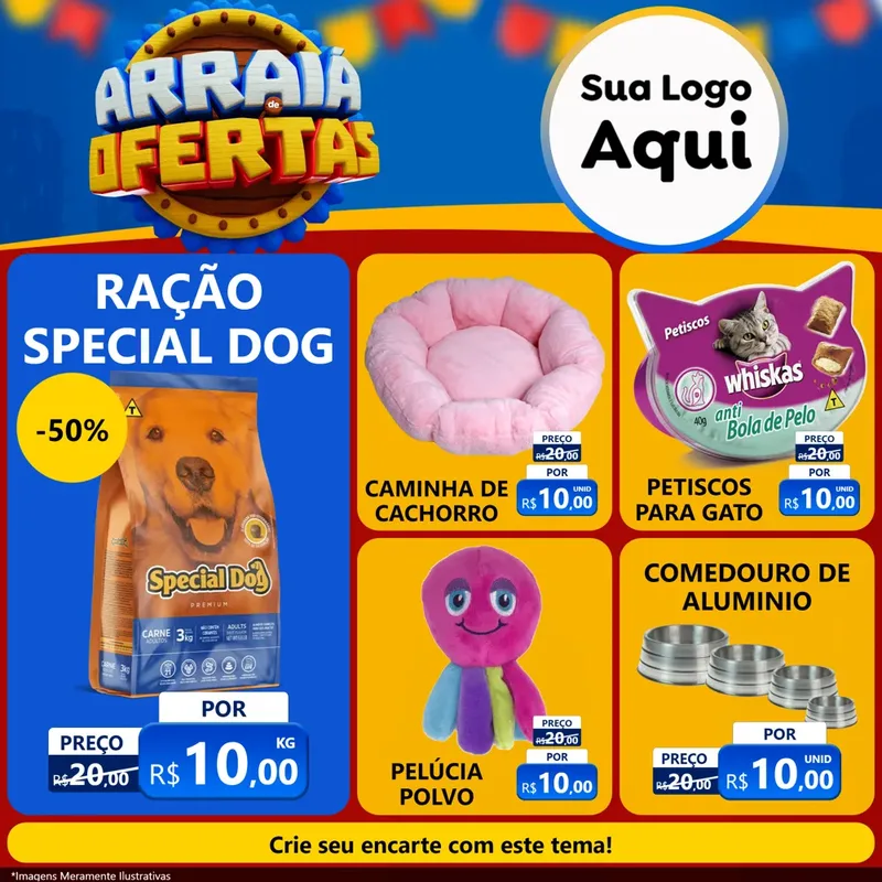 Modelo de Rede Social para Feed Facebook com o tema Arraiá de Ofertas - Junina para Pet Shop