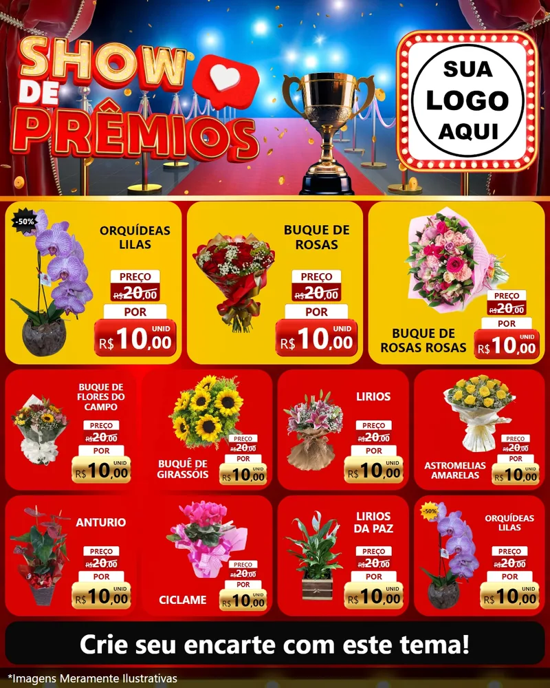 Modelo de Rede Social para Feed Instagram com o tema Show de Prêmios para Floricultura e jardim