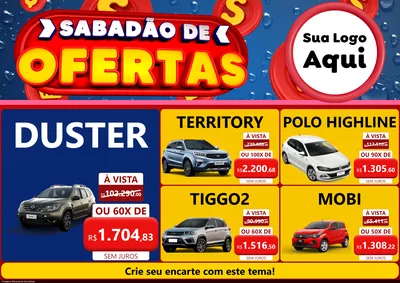 Modelo de Encarte para Encarte A4 Horizontal com o tema Sabadão de Ofertas para Concessionaria de Carros
