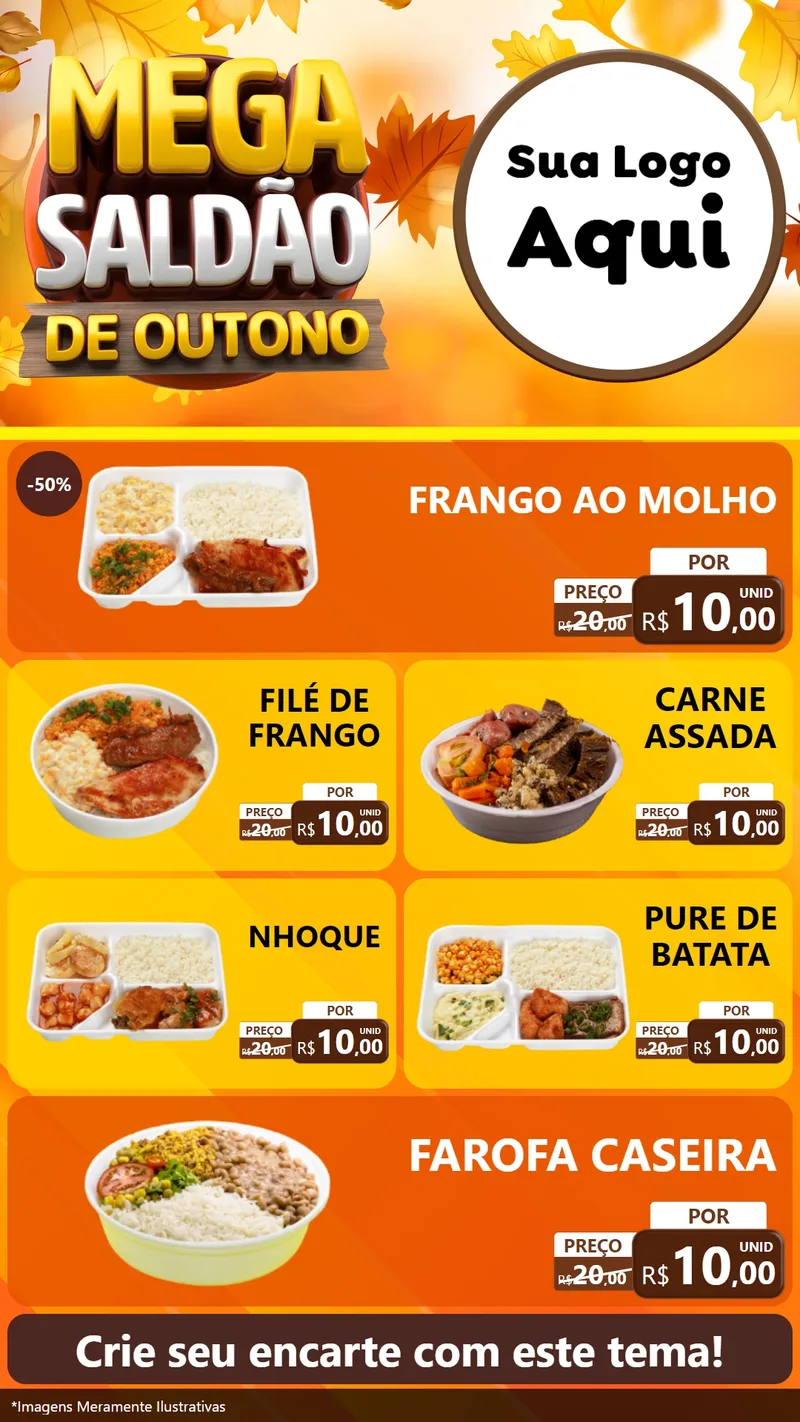 Modelo de TV para TV Vertical com o tema Mega Saldão de Outono para Restaurante