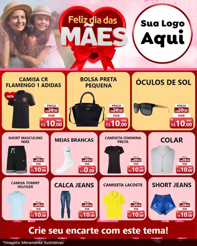 Modelo de Rede Social para Feed Instagram com o tema Feliz Dia Das Mães para Roupas e acessórios