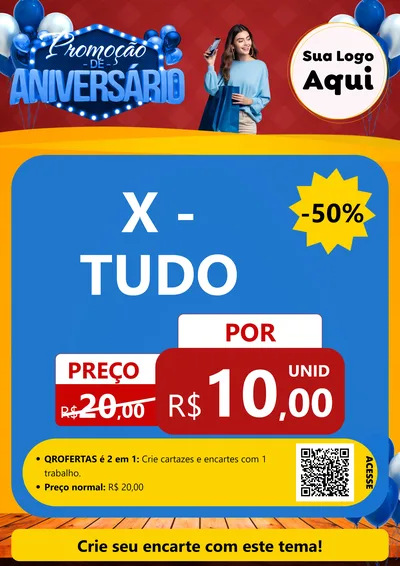 Modelo de Cartaz para Cartaz A4 Vertical com o tema Promoção de Aniversário para Hamburgueria