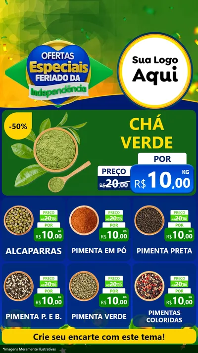 Modelo de Rede Social para Stories com o tema Ofertas Especiais Feriado da Independência para Produtos Naturais