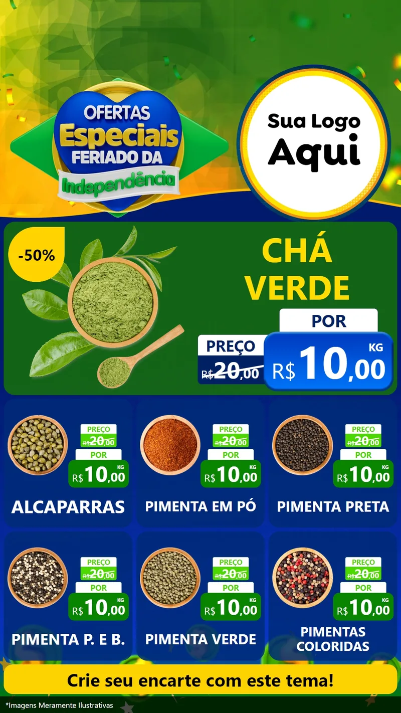 Modelo de Rede Social para Stories com o tema Ofertas Especiais Feriado da Independência para Produtos Naturais
