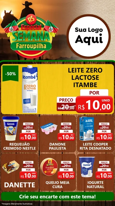 Modelo de Rede Social para Stories com o tema Especial Semana Farroupilha para Frios e Laticínios