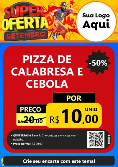 Modelo de Cartaz para Cartaz A4 Vertical com o tema Super Oferta Setembro para Pizzaria