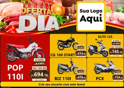 Modelo de Encarte para Encarte A4 Horizontal com o tema Ofertas do Dia para Concessionaria de Motos