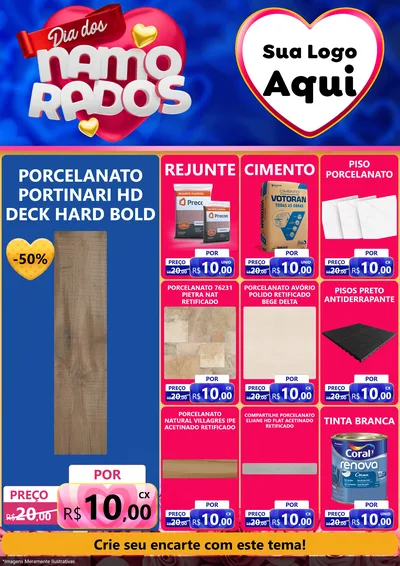 Modelo de Encarte para Encarte A4 Vertical com o tema Dia dos namorados para Pisos e revestimentos