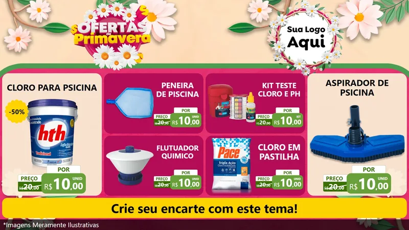 Modelo de TV para TV Horizontal com o tema Ofertas de Primavera para Produtos para Piscina