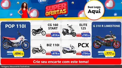 Modelo de TV para TV Horizontal com o tema Super Ofertas para Concessionaria de Motos