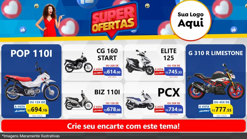 Modelo de TV para TV Horizontal com o tema Super Ofertas para Concessionaria de Motos