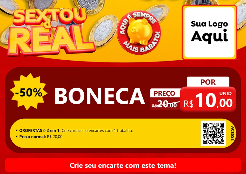 Modelo de Cartaz para Cartaz A4 Horizontal com o tema Sextou do Real para Brinquedos