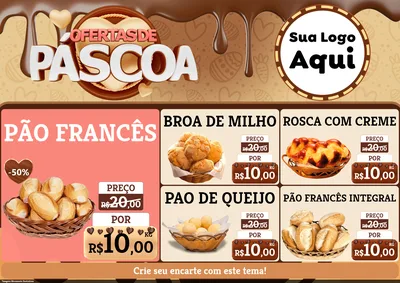 Modelo de Encarte para Encarte A4 Horizontal com o tema Ofertas de Páscoa para Padaria