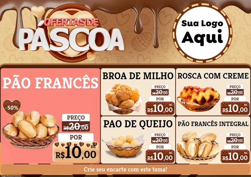 Modelo de Encarte para Encarte A4 Horizontal com o tema Ofertas de Páscoa para Padaria
