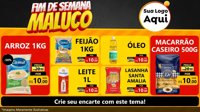 Modelo de TV para TV Horizontal com o tema Final de Semana Maluco para Supermercado