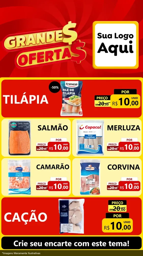 Modelo de TV para TV Vertical com o tema Grandes Ofertas para Peixaria