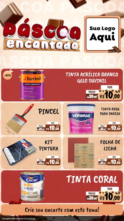 Modelo de TV para TV Vertical com o tema Páscoa Encantada para Tintas e Ferramentas