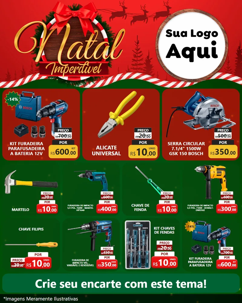 Modelo de Rede Social para Feed Instagram com o tema Natal Imperdível para Maquinas e Ferramentas