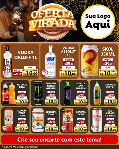 Modelo de Rede Social para Feed Instagram com o tema Oferta da Virada para Distribuidora de bebidas