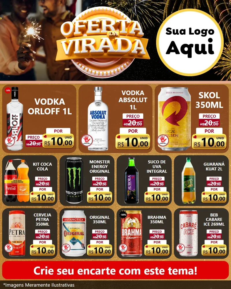 Modelo de Rede Social para Feed Instagram com o tema Oferta da Virada para Distribuidora de bebidas