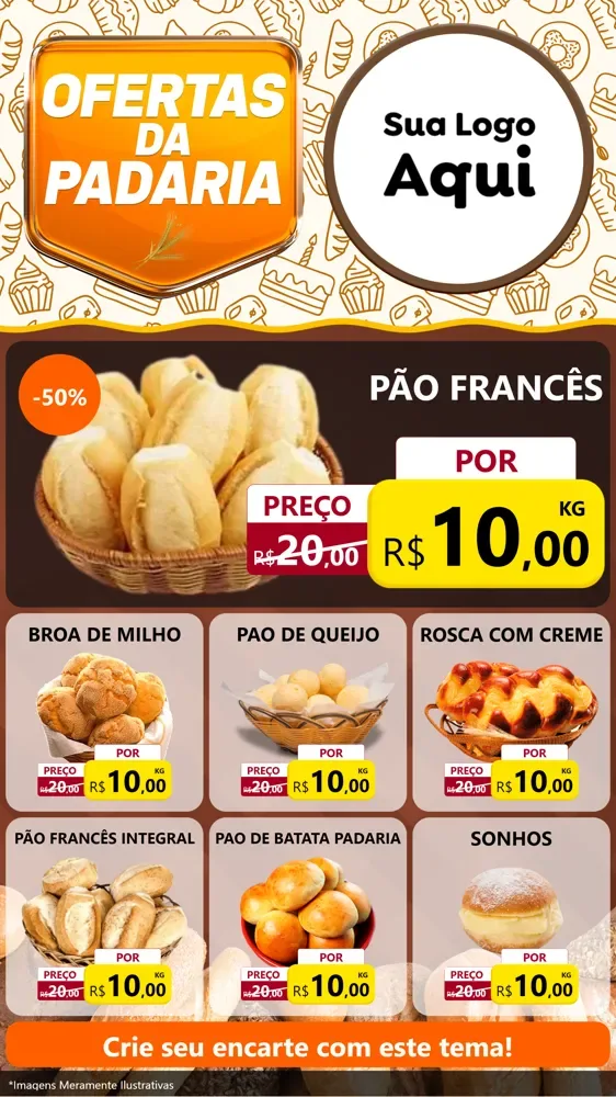 Modelo de Rede Social para Stories com o tema Ofertas da Padaria para Padaria
