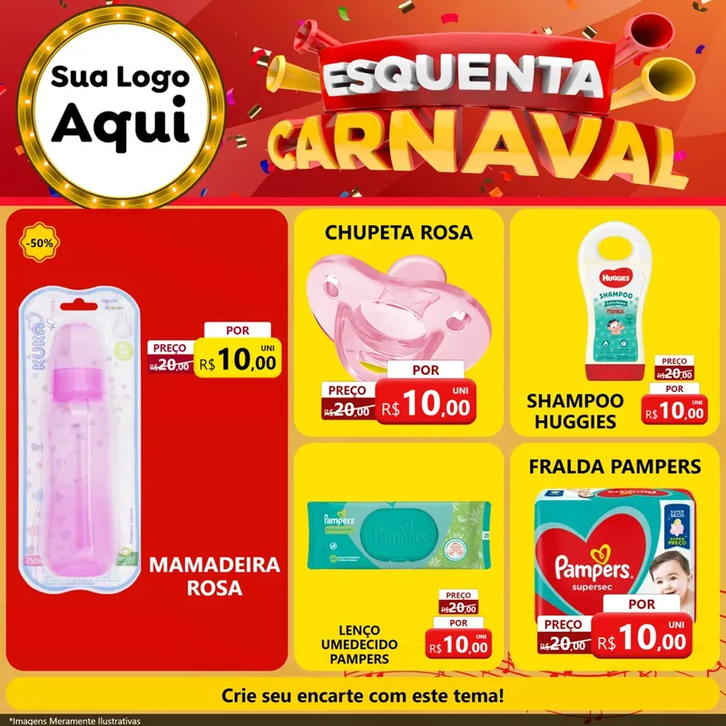 Modelo de Rede Social para Feed Facebook com o tema Esquenta Carnaval para Bebês