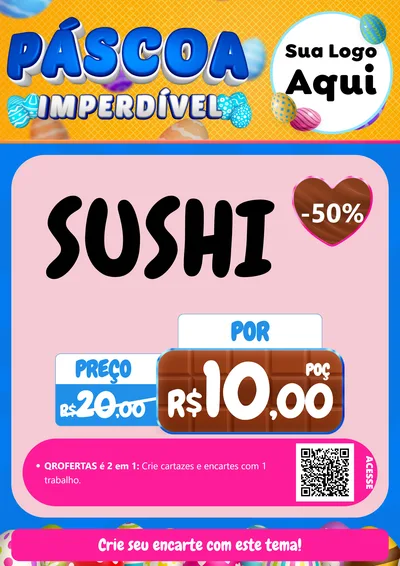 Modelo de Cartaz para Cartaz A4 Vertical com o tema Páscoa Imperdível para Comida japonesa
