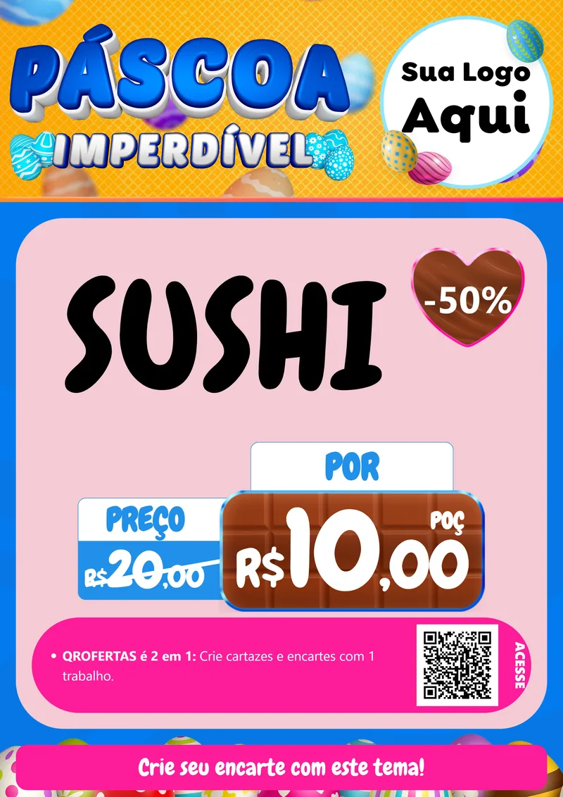 Modelo de Cartaz para Cartaz A4 Vertical com o tema Páscoa Imperdível para Comida japonesa