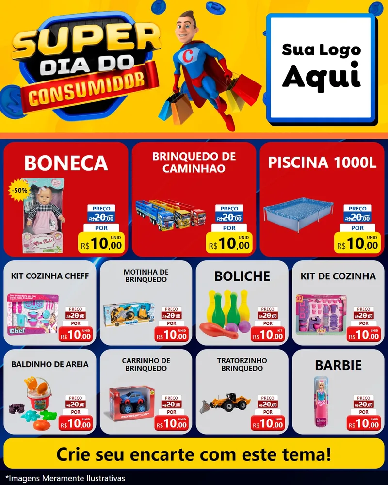 Modelo de Rede Social para Feed Instagram com o tema Super Dia do Consumidor para Brinquedos