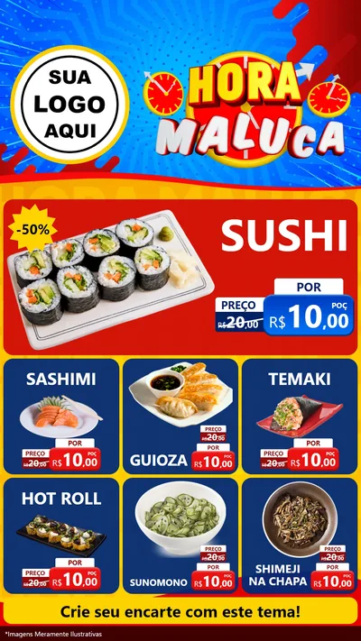 Modelo de Rede Social para Stories com o tema Hora Maluca para Comida japonesa