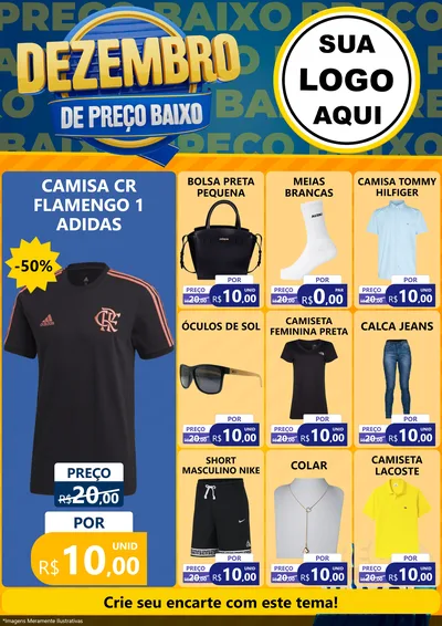 Modelo de Encarte para Encarte A4 Vertical com o tema Dezembro de Preço Baixo para Roupas e acessórios