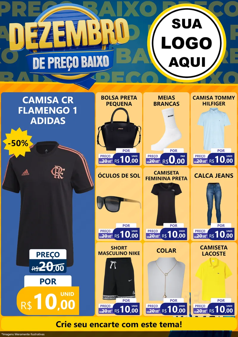 Modelo de Encarte para Encarte A4 Vertical com o tema Dezembro de Preço Baixo para Roupas e acessórios