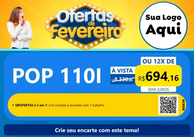 Modelo de Cartaz para Cartaz A4 Horizontal com o tema Ofertas de Fevereiro para Concessionaria de Motos