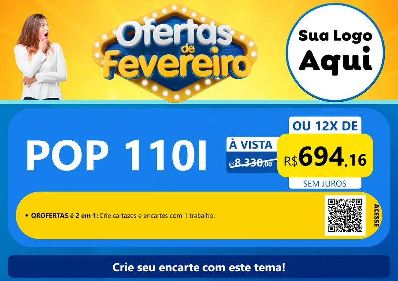 Modelo de Cartaz para Cartaz A4 Horizontal com o tema Ofertas de Fevereiro para Concessionaria de Motos