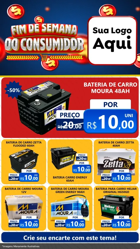 Modelo de Rede Social para Stories com o tema Fim de Semana do Consumidor para Baterias Elétricas