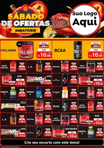 Modelo de Encarte para Encarte A4 Vertical com o tema Sábado de Ofertas Imbatíveis para Suplementos alimentares