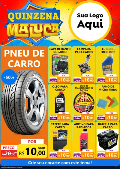 Modelo de Encarte para Encarte A4 Vertical com o tema Quinzena Maluca para Auto peças