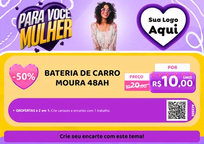 Modelo de Cartaz para Cartaz A4 Horizontal com o tema Para Você, Mulher para Baterias Elétricas
