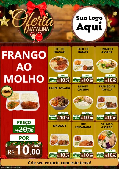 Modelo de Encarte para Encarte A4 Vertical com o tema Ofertas Natalina para Restaurante
