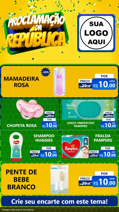 Modelo de TV para TV Vertical com o tema Proclamação da República para Bebês