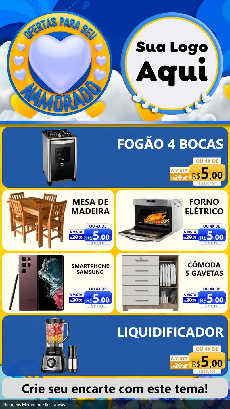 Modelo de TV para TV Vertical com o tema Ofertas Para Seu Namorado para Móveis e Eletro
