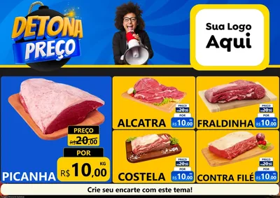 Modelo de Encarte para Encarte A4 Horizontal com o tema Detona Preços para Açougue